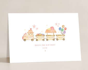 Personalised Childrens Train birthday card, present train card, childrens birthday card,