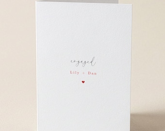 simple engagement card, minimal engagement card, personalised engagement, congratulations, greeting card