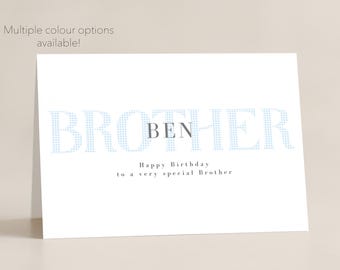 personalised Brother birthday card, Brother, Brother birthday, Custom colours and name