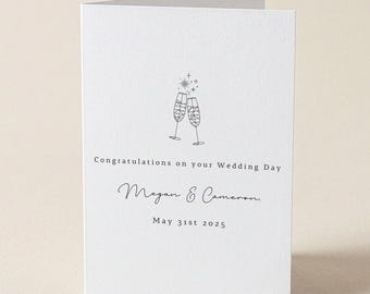 champagne wedding day card, wedding day card, personalised wedding card, greeting card, congratulations