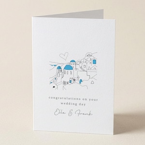 Santorini wedding day card, Greek wedding, wedding card, personalised wedding day, congratulations wedding, greeting card, wedding image 1