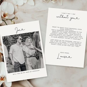 Biglietto di proposta con foto "Uomo d'onore", cartolina fotografica personalizzata "Vuoi essere il mio uomo d'onore", polaroid personalizzata