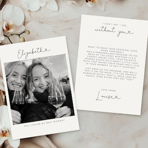Carte de proposition photo de la meilleure femme, personnalisée Serez-vous ma meilleure femme Carte postale photo, polaroid personnalisée, serez-vous ma meilleure femme