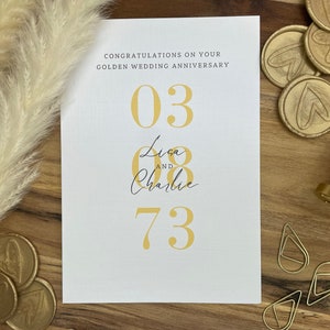Biglietto anniversario matrimonio d'oro, anniversario personalizzato, 50 anni, biglietto anniversario, personalizzato