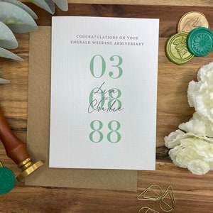 Cartão de aniversário de casamento esmeralda, aniversário personalizado, cartão de aniversário, personalizado, aniversário de casamento