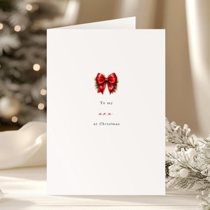 Carte de Noël grand-mère, À ma grand-mère à Noël, Noeud de Noël rouge, Noël traditionnel, Cartes de Noël de famille