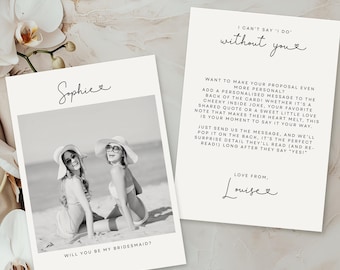 Tarjeta de propuesta fotográfica para damas de honor, postal personalizada, polaroid personalizada