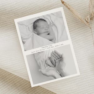 Cartes postales photo de remerciement pour bébé avec enveloppes, faire-part de naissance, Polaroid, Merci pour bébé, monochrome