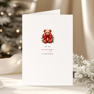Mama Weihnachtskarte, für meine Mama zu Weihnachten, rote Weihnachtsschleife, traditionelle Weihnachten, Familien-Weihnachtskarten