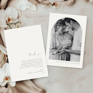 Cartes postales photo de remerciement pour bébé avec enveloppes, carte de remerciement personnalisée pour bébé, cartes de correspondance pour faire-part de bébé