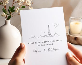 Paris Verlobungskarte, Eiffelturm, Verlobungskarte, personalisierte Verlobungskarte, engagiert in Paris, Grußkarte, Glückwünsche