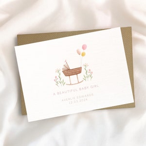 neue Baby Mädchen Karte, Baby Mädchen Karte, Willkommen auf der Welt, Glückwunsch neues Baby, personalisierte Babykarte, Grußkarte, Baby Mädchen
