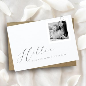 Kaart bloemenmeisje foto voorstel, gepersonaliseerd, fotokaart Will You Be My bloemenmeisje, gepersonaliseerde kaart, wil jij mijn bloemenmeisje zijn
