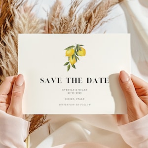Zitrone Save the Date, Save the Date, Hochzeitseinladung, Hochzeit Save the Date, Hochzeitspapeterie, Briefpapier, Hochzeit lädt ein