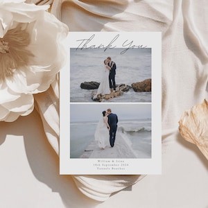 Cartões postais de agradecimento de casamento - Notas de agradecimento personalizadas - Agradecimento elegante de casamento - Cartões de agradecimento de noiva com envelopes