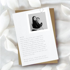 To My Mum On My Wedding Day photo card,  Mum Card wedding, To My Mum Card, Wedding Day Cards, personalised Wedding Card