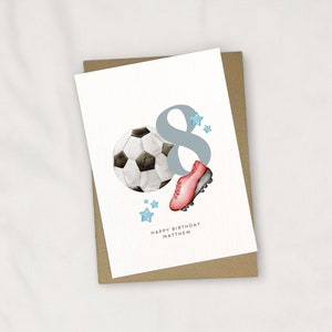 tarjeta de cumpleaños de fútbol personalizada, cualquier edad, tarjeta de cumpleaños personalizada, tarjeta de cumpleaños personalizada, tarjeta de cumpleaños para niños, tarjeta de felicitación