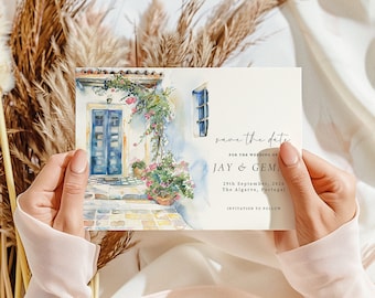Portugal save the date, Algarve wedding, destination wedding, save the date, wedding invitation, engagement invite, wedding save the date