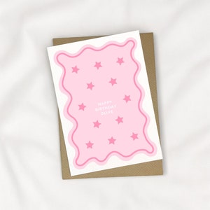 carte d'anniversaire personnalisée avec étoile amusante, carte d'anniversaire simple rose, carte d'anniversaire personnalisée, n'importe quelle carte d'anniversaire, tout âge