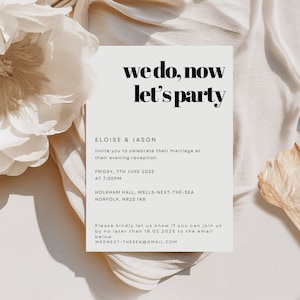 Printed wedding reception invitations, Wedding Reception Invites, Minimal wedding Invitation, Personalised Invitations