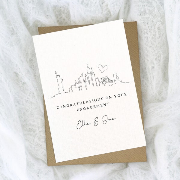 Tarjeta de compromiso de Nueva York, tarjeta de compromiso, compromiso personalizado, compromiso de felicitaciones, tarjeta de felicitación, boda