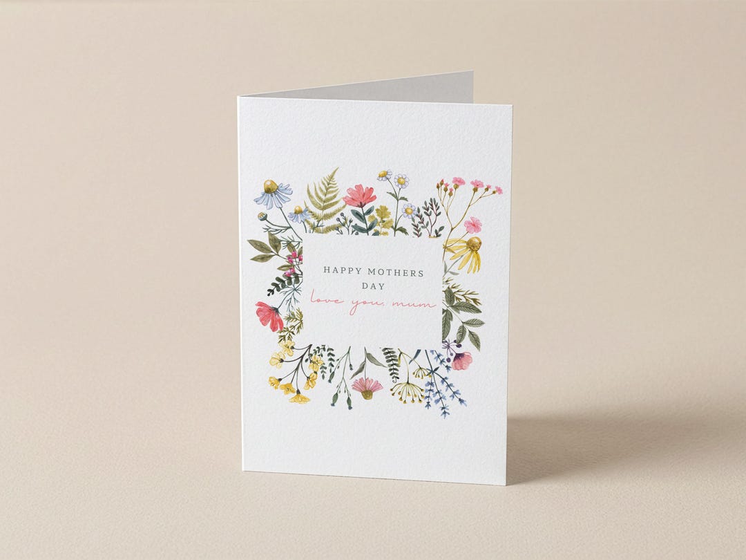 Floral Mothers Day Card, Personalised Mothers Day Card, I Love You Mum ...