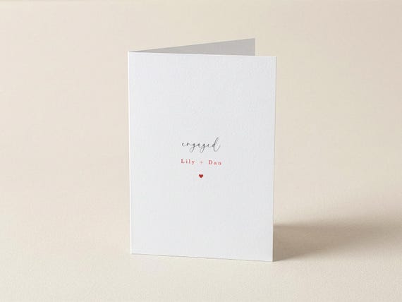 simple engagement card, minimal engagement card, personalised engagement, congratulations, greeting card