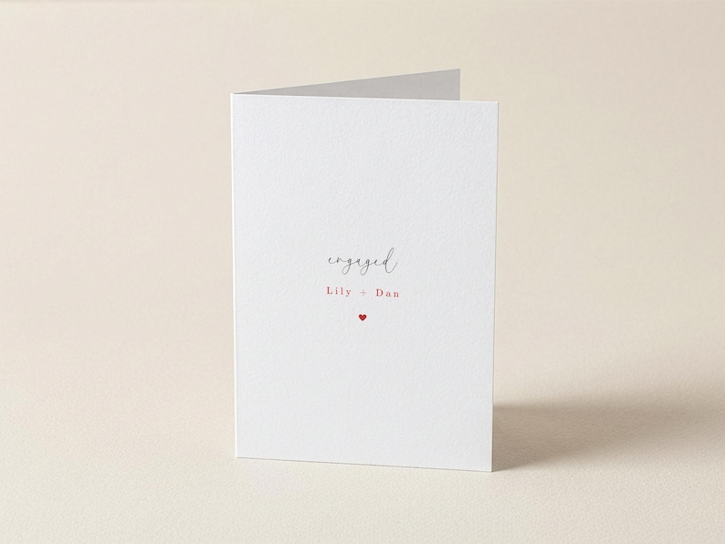 Cartão de noivado simples, cartão de noivado minimalista, noivado personalizado, parabéns, cartão de felicitações imagem 1