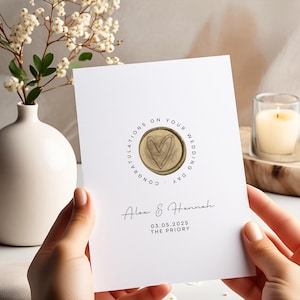 Personalisierte Hochzeitstagkarte, Wachssiegel-Hochzeitstagkarte, Hochzeit, Braut zu sein, Hochzeitspapeterie, Briefpapier