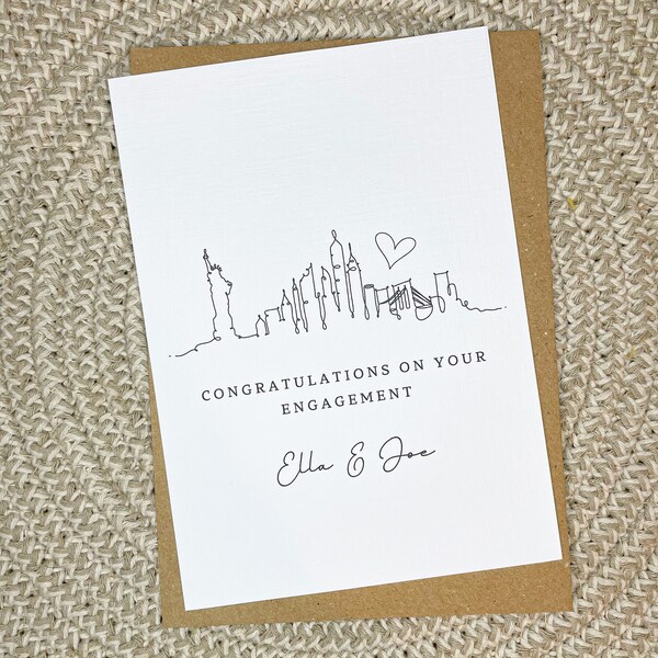 New York engagement card, engagement card, personalised engagement, congratulations engagement, greeting card, wedding