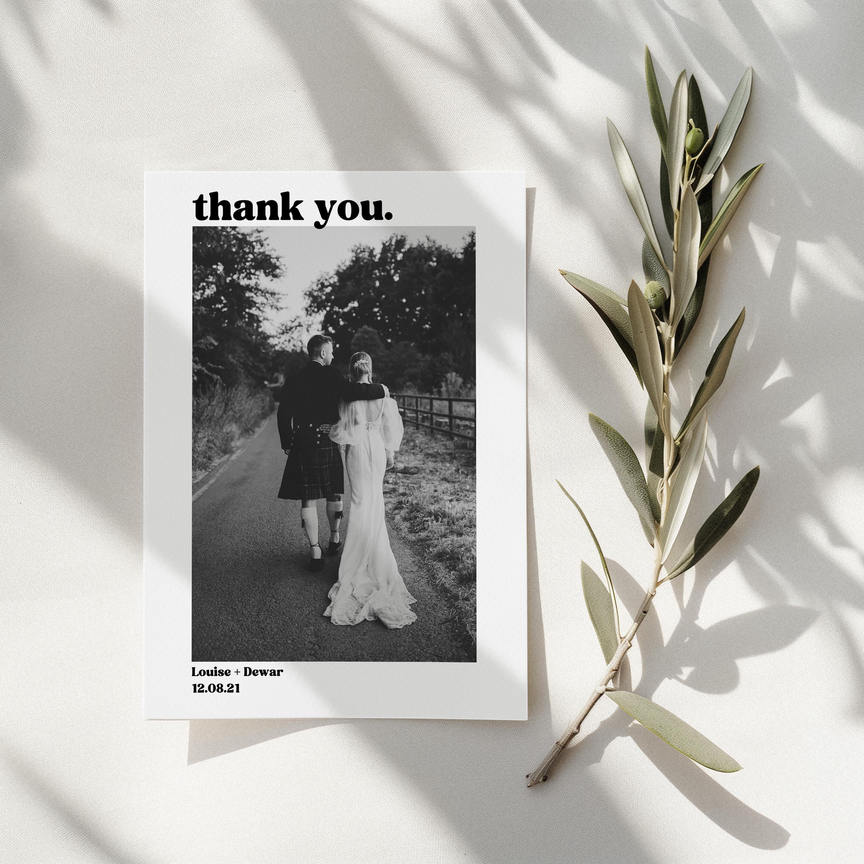 Personalised Wedding Thank You Cards - Custom Thank You Notes - Elegant ...
