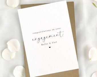 simple engagement card, minimal engagement card, personalised engagement, congratulations, greeting card