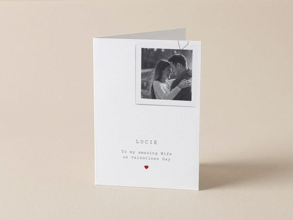 Wife Valentines Day Card with clip on photo, Wife