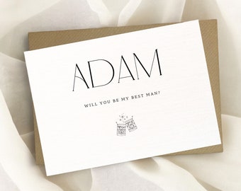 be my best man card, personalised best man card, wedding proposal card, best man, groomsman, wedding stationery, greeting card, personalised
