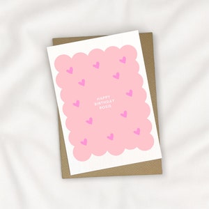 carte d'anniversaire coeur personnalisée, carte d'anniversaire simple rose, carte d'anniversaire personnalisée, n'importe quelle carte d'anniversaire, tout âge