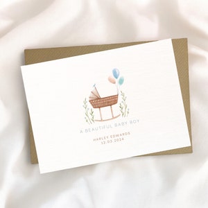 nieuwe babyjongen wiegkaart, gepersonaliseerde babyjongenkaart, welkom in de wereld, gefeliciteerd nieuwe baby, gepersonaliseerde babykaart, wenskaart