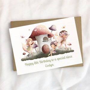 carte d'anniversaire de fée pour enfants, carte d'anniversaire de fée de tout âge, carte d'anniversaire personnalisée, carte d'anniversaire pour enfants, carte personnalisée