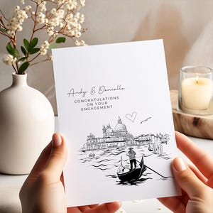 Carte de fiançailles à Venise, fiançailles en Italie, carte de fiançailles, fiançailles personnalisées, fiançailles de félicitations, carte de voeux