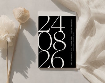 Black and White modern wedding save the dates with envelopes, save the date, minimal save the date, wedding invitation