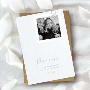 Zu meiner Brautjungfer am Tag meiner Hochzeit, Brautjungfer Karte, zu meiner Brautjungfer Karte, Hochzeitskarten, personalisierte Hochzeitskarte