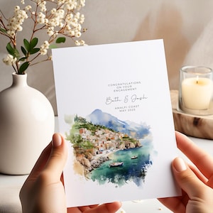 Carte de fiançailles de la côte amalfitaine, carte de fiançailles, fiançailles personnalisées, fiançailles de félicitations, carte de voeux, mariage