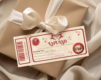 Lapland ticket, personalised lapland boarding pass, lapland reveal, christmas gift, lapland invite