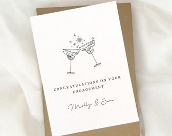 cocktail engagement card, personalised engagement card, personalised card, greeting card, engagement card