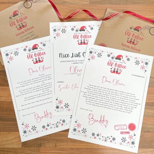 Carta de llegada de elfo navideño personalizada, elfo de bienvenida, llegada de elfo, Papá Noel, certificado de lista de buenos amigos, lista de buenos amigos, navidad