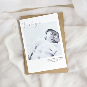 baby thank you photo postcards with envelopes, thank you cards, polaroid new baby thank you, baby thank you