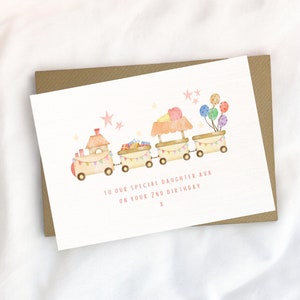 Carte d'anniversaire train pour enfants, carte train cadeau, carte d'anniversaire personnalisée, carte d'anniversaire pour enfants, carte de voeux, carte personnalisée