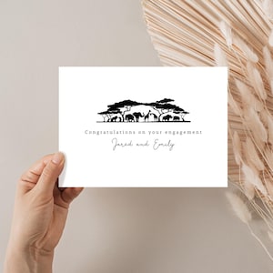 Tarjeta de compromiso de safari, tarjeta de compromiso de safari, tarjeta de compromiso en África, tarjeta de compromiso personalizada, boda, futura novia, papelería de boda, papelería