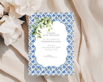 Mediterranean save the date, Italian wedding, greek wedding, destination wedding, save the date, wedding invitation, wedding save the date