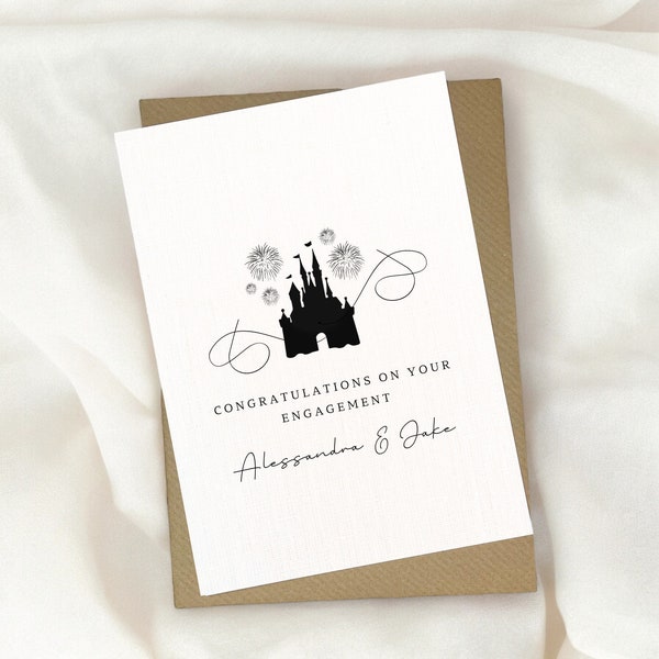 Fairytale engagement card, engagement card, personalised engagement, congratulations engagement, greeting card, wedding