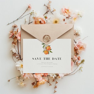Orangen Save the Date, Save the Date, Hochzeitseinladung, Hochzeit Save the Date, Papeterie Hochzeit, Briefpapier, Hochzeit lädt ein